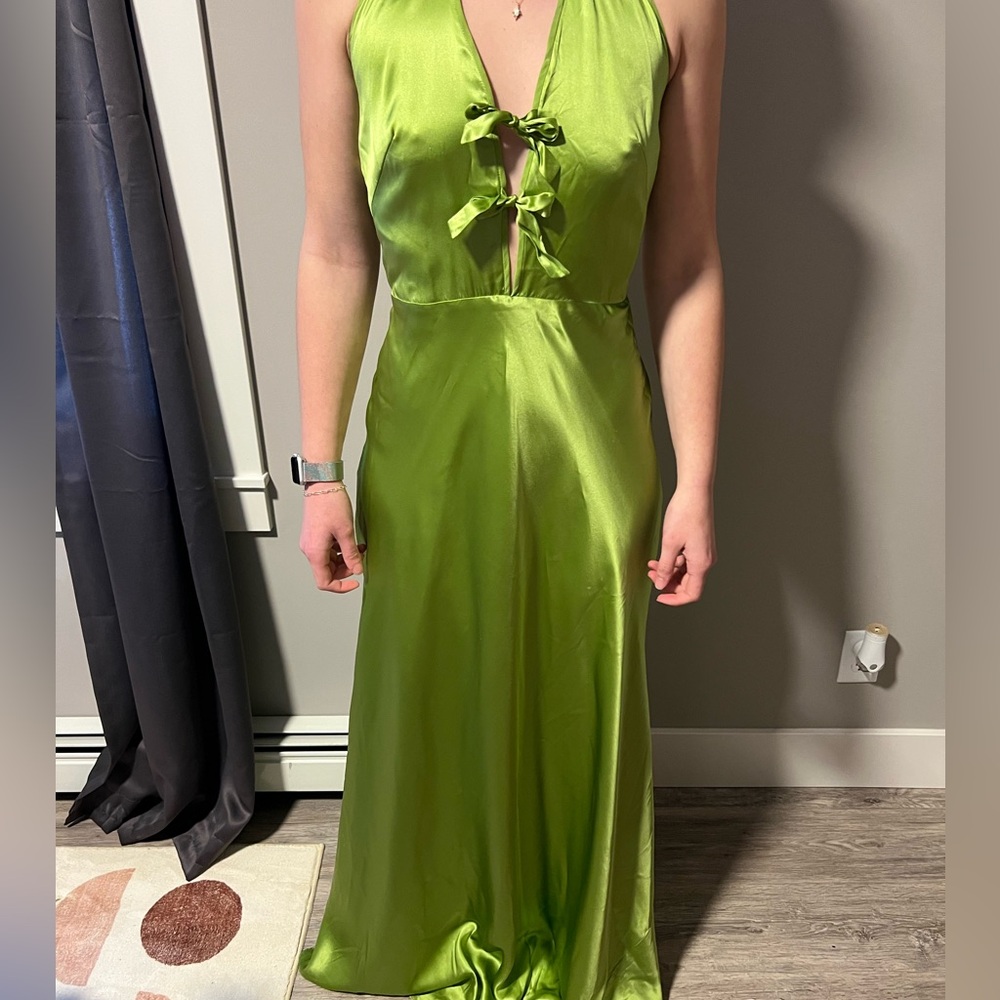 Nicole Millet Green 100% Silk Gown